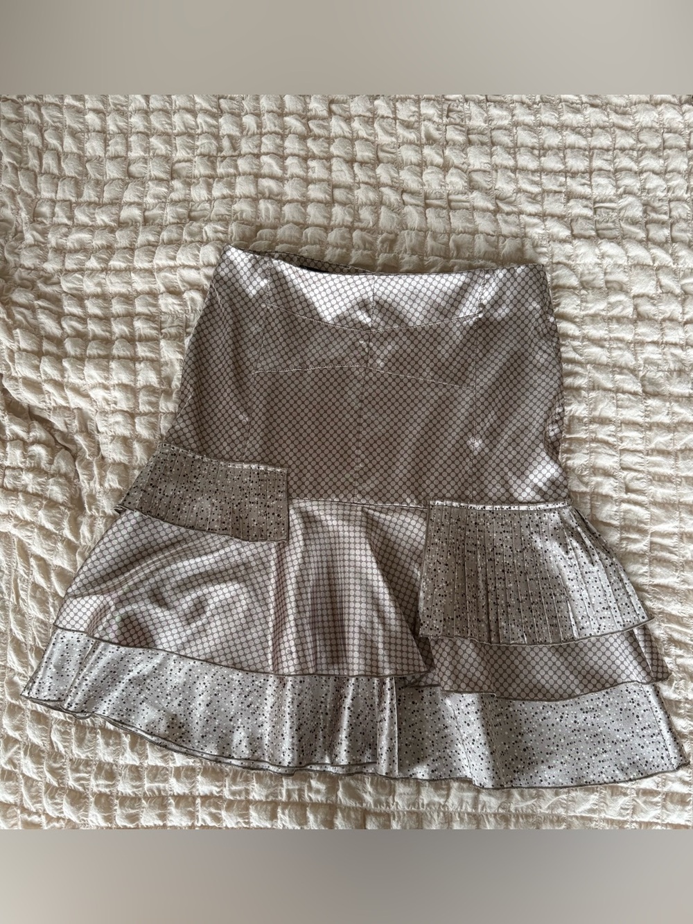 2006/7 Polka Dot Tiered Mini Skirt in Brown & White Size 44 - Made in Italy